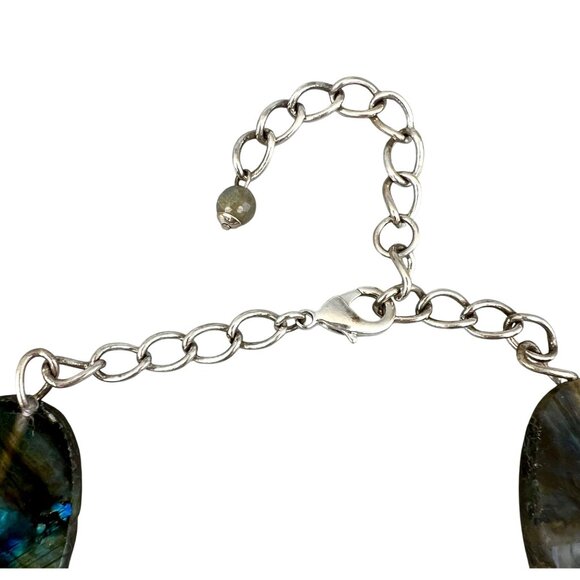 Labradorite Statement Necklace Polished Faceted Madagascar 17-21" Crystals - Picture 9 of 12
